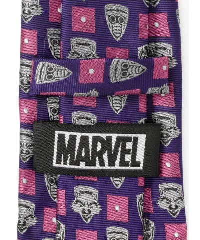 Marvel Guardians of the Galaxy Silver Motifs Purple Silk Blend Tie for Men