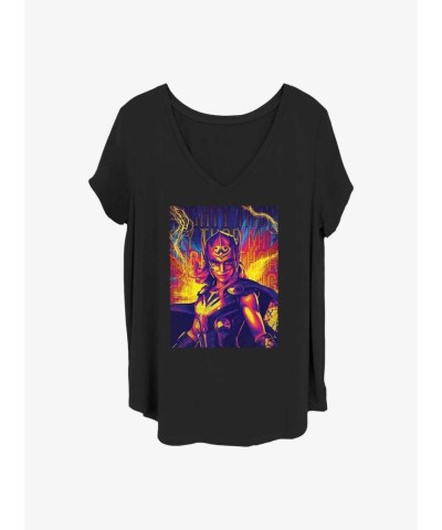 Marvel Lightning Thor Girls Mighty Hero T-Shirt - Plus Size Black