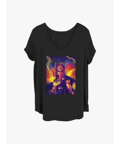 Marvel Lightning Thor Girls Mighty Hero T-Shirt - Plus Size Black