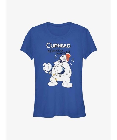Cuphead Snow Monster Girls T-Shirt - Blue, Lightweight Cotton