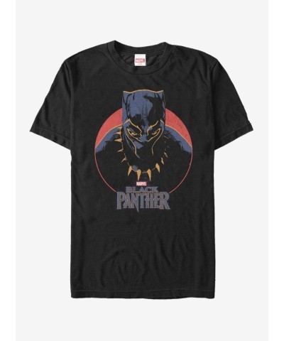 Marvel Black Panther Retro Circle Men's T-Shirt - Black