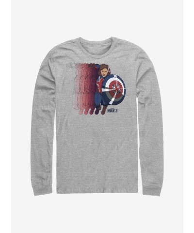 Marvel Captain Carter Shield Grey Long-Sleeve Men's T-Shirt