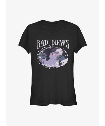 Disney Ursula T-Shirt for Girls - Lightweight Black Junior Size