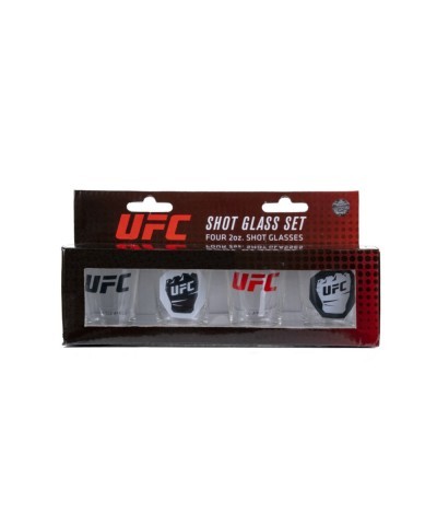 UFC Red and White Shot Glass Set of 4