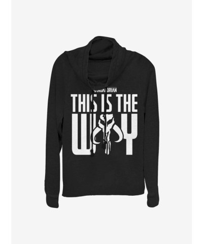 Star Wars Mandalorian Girls Lightweight Cowl Neck Sweatshirt - Bold Design - Black