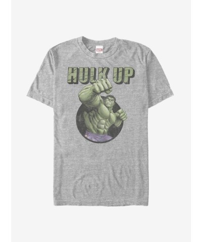 Marvel Hulk Up Bulk Up Heather Gray T-Shirt - Unisex