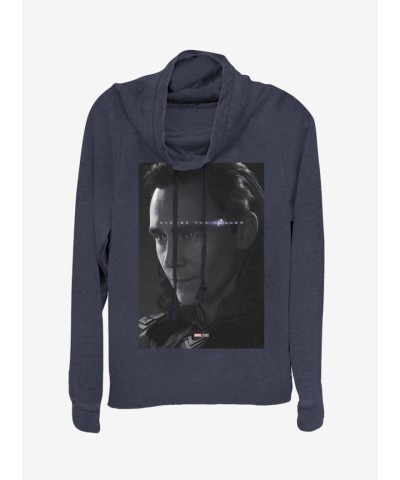 Marvel Girls Lightweight Cowl Neck Top - Avenge Loki Blue