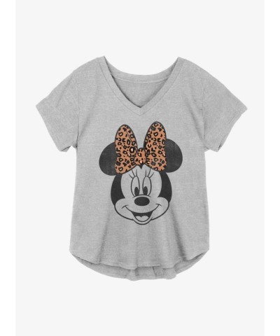 Disney Minnie Mouse Leopard Print Plus Size T-Shirt for Girls - Grey