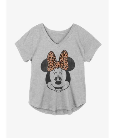 Disney Minnie Mouse Leopard Print Plus Size T-Shirt for Girls - Grey