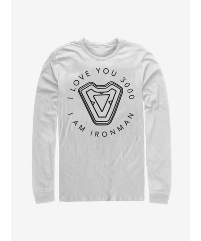 Marvel's Iron Man Heart Men's Long Sleeve Cotton T-Shirt - White