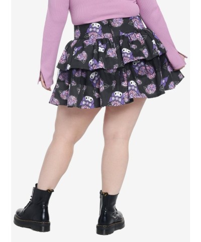 Kuromi Plus Size Butterfly Tiered Skirt for Women