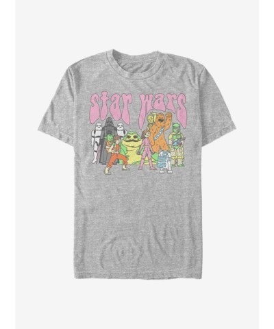 Star Wars Groovy Cartoon Character Tee - Unisex Heather Grey