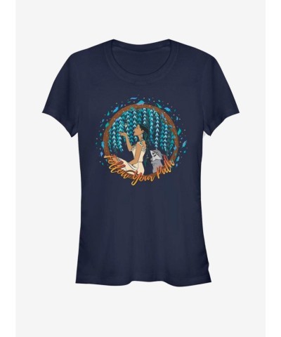 Disney Pocahontas Meeko Girls Lightweight T-Shirt - Blue