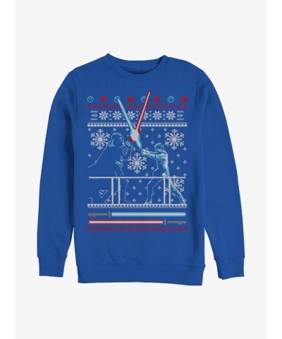 Star Wars Christmas Themed Crewneck Sweatshirt - Blue Men's
