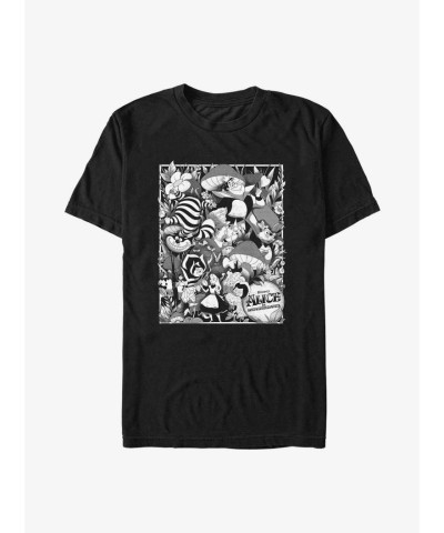 Disney Grayscale Alice in Wonderland Big & Tall T-Shirt - Unisex Black